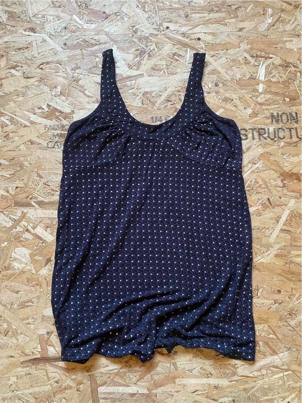 Scoop Neck Black & Purple Polka Dot Tank Top
